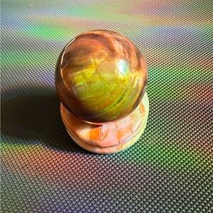 Petrified wood sphere and onyx stand!